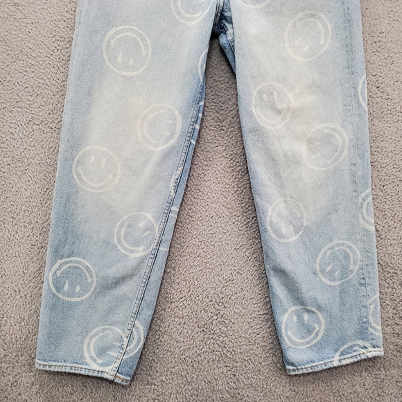 H&M x Smiley Relaxed Fit Jeans Womens Size 29 Light Wash - Picture 6 of 11